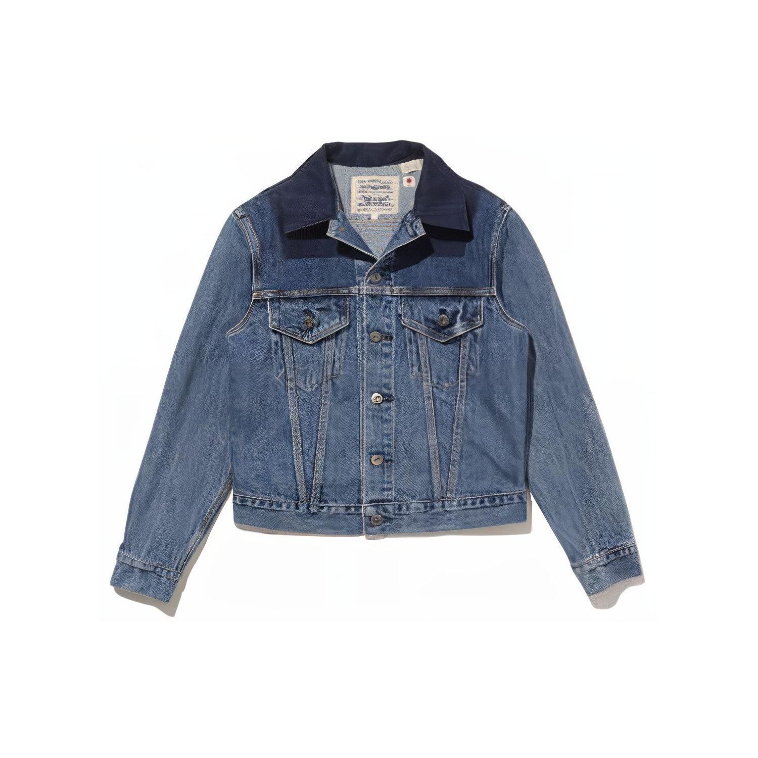 

Levis FW22 Куртка джинсовая повседневная однобортная с лацканами и цветными блоками Женские куртки Синяя A0324-0005 XS