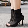 Peep Toe Ankle Boots Women Fabric Out Breathable Booties Sexy Pole Ladies Pumps Shoes Size 35-42