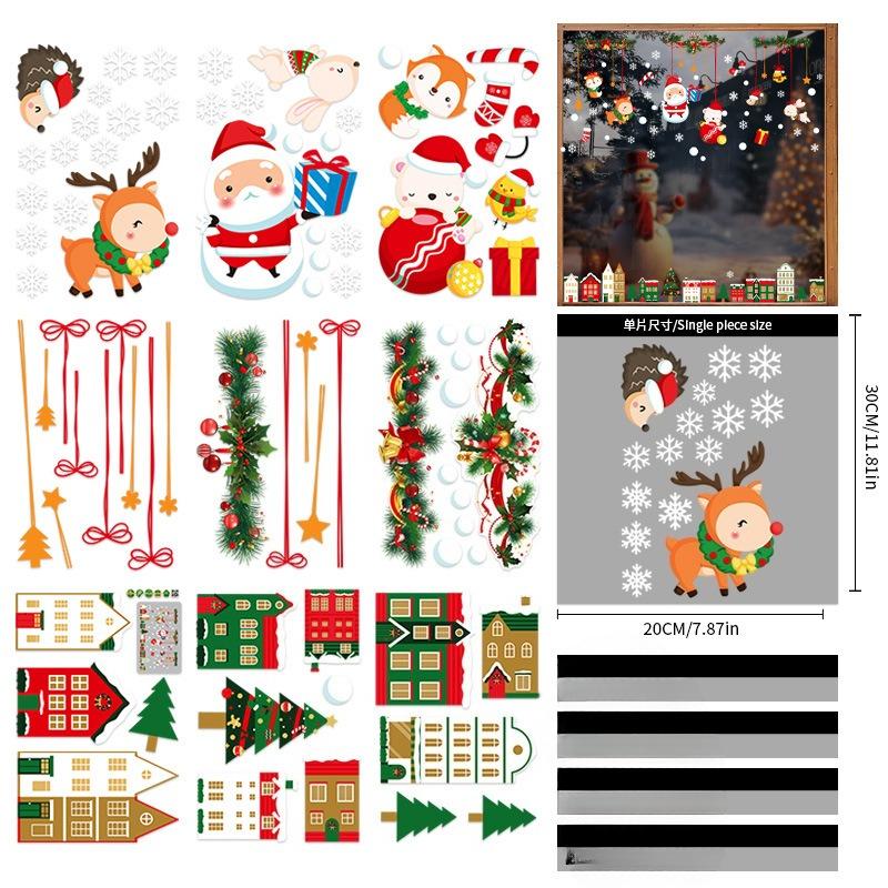 Christmas Reindeer Decoration, Cute Old Man Scene Arrangement, Electrostatic Glass Door, Restaurant Stickers