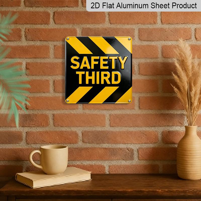 2D Flat - 1pc, Vintage Metal Sign, Outdoor Plaque & Wall Decoration, Safety Third Sign, Garage Wall Art, Workshop Decor, Mechanical Shed Ornament