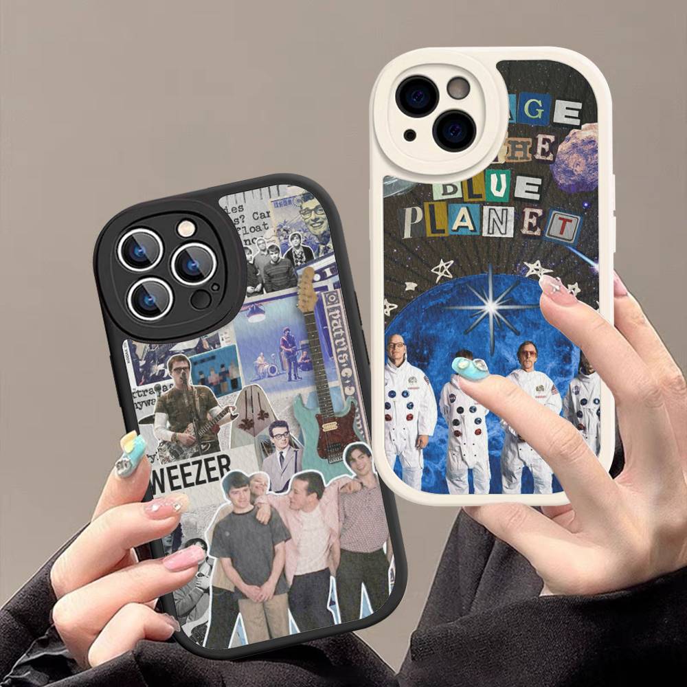 Rock W-Weezer Kapela Pouzdro na telefon Pro IPhone 16 15 14 13 12 11 Pro Max Plus Měkký kožený kryt