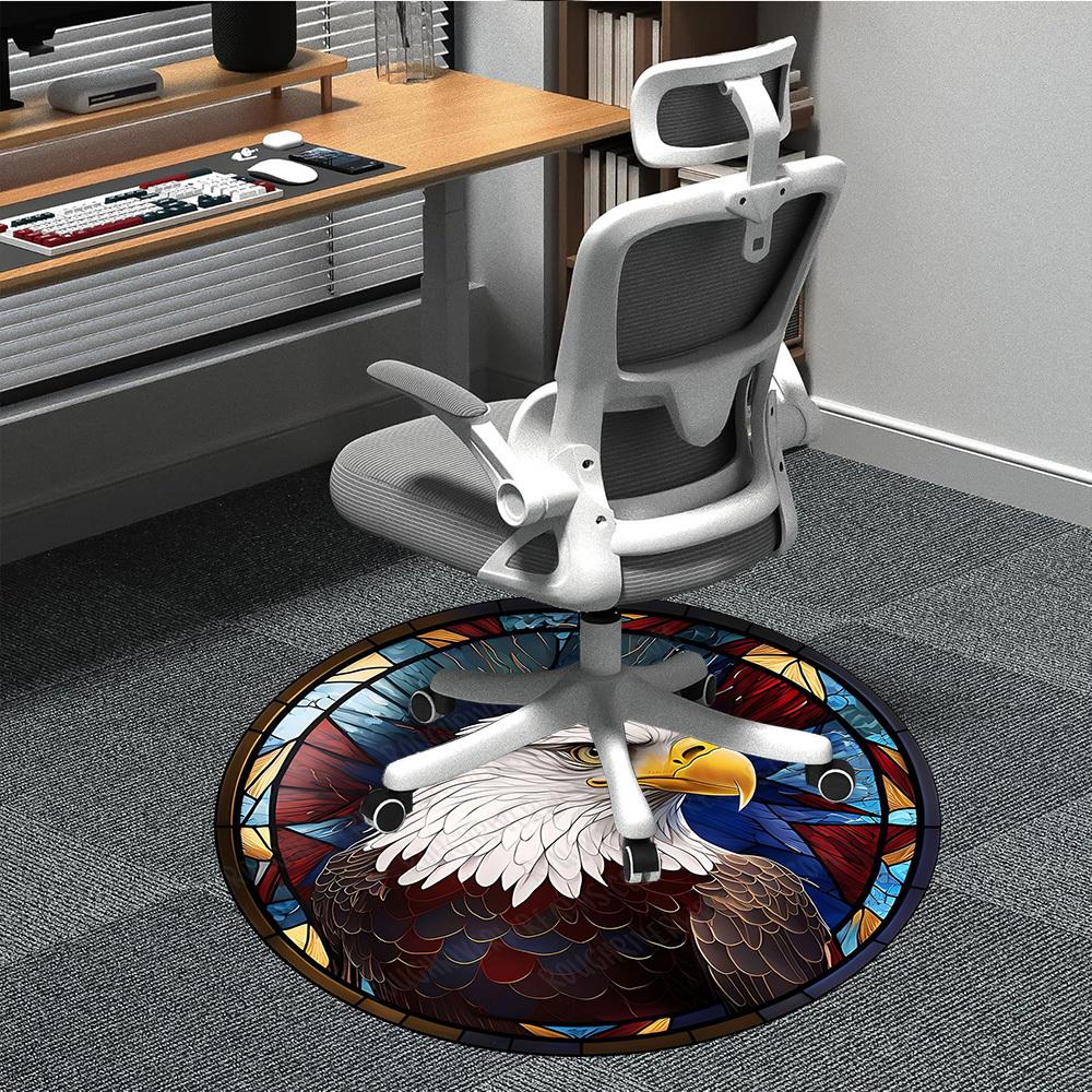 

1PC Eagle Stained Decor Chair Carpet for Office, Indoor Non-Slip Washable Carpet, Soft Comfortable Mat For Office Room yy250930166 80cm by 80cm
