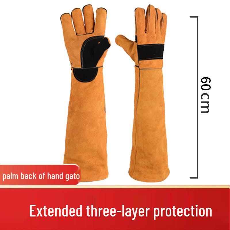 Tear-Resistant Cowhide Anti-Scratch and Bite Gloves for Pet Handling and Grooming