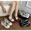 Silver French Ballet Shallow-mouthed High Heels Women Mary Jane Shoes Height-increasing Single Shoes Pumps Dress Low Heel Shoes