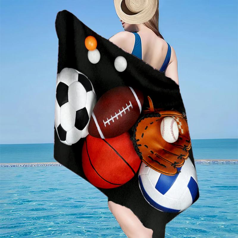 Sports Equipment Collection Beach Towel, Super Soft Microfiber, Gift for Her/Him, Birthday, for Pool, Beach, Travel, Home Decor Fan gifts