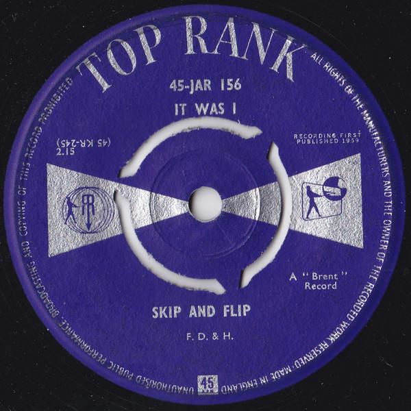 

7inch Record SKIP & FLIP - It Was I 45JAR156 Top Rank 1959 UK Rock Used
