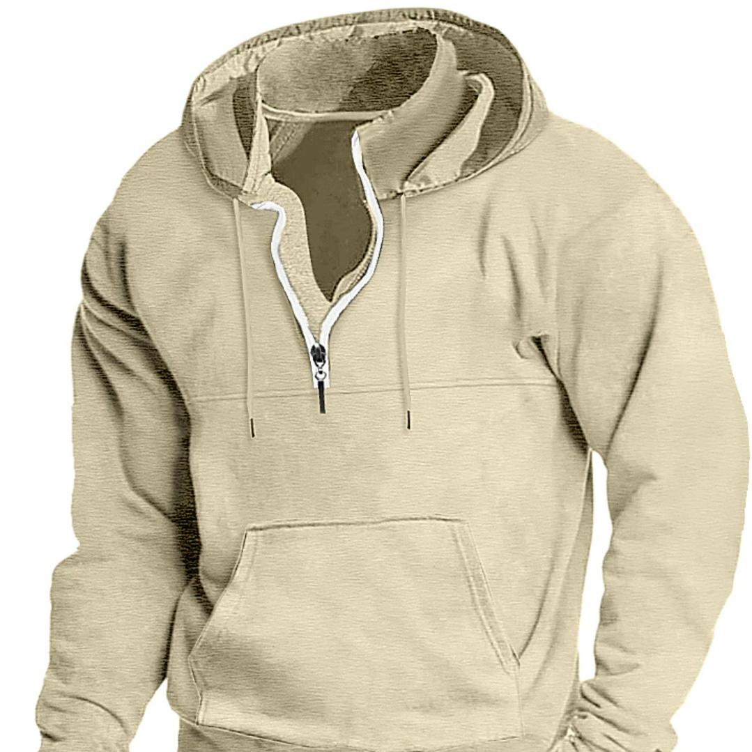 

Нове товсте повсякденне пальто з капюшоном. Чоловіче вільне худі з принтом 2XL бежевий