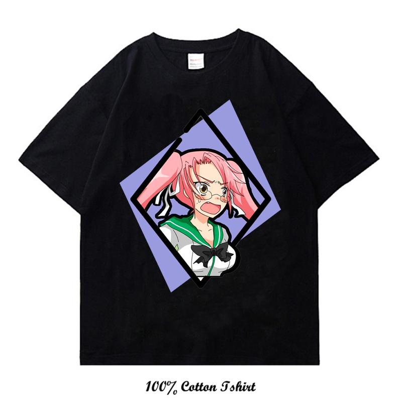 Japanese  Anime Highschool of the Dead Graphic Print T Shirt Fashion Plus Size Cotton Crew Neck Short Sleeve T Shirt Women Unisex