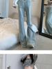 Women's Light Blue Wide-Leg Jeans, High-Waisted, Straight-Leg, Spring/Summer 2025 Fashion, Niche Design, Narrow Fit.