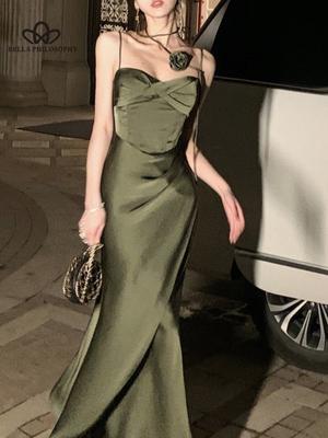 Sexy Women Summer Dress Sleeveless Vintage Satin Casual Bodycon Long Evening Night Vestidos Female Solid Outerwear Chic Mujers