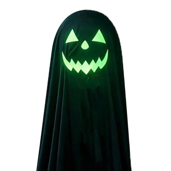 Halloween Ghost Decoration for Outdoor, Large Light Up Standing Ghost, Adjustable Spooky Black Ghost Decor for Porch, Yard Lawn