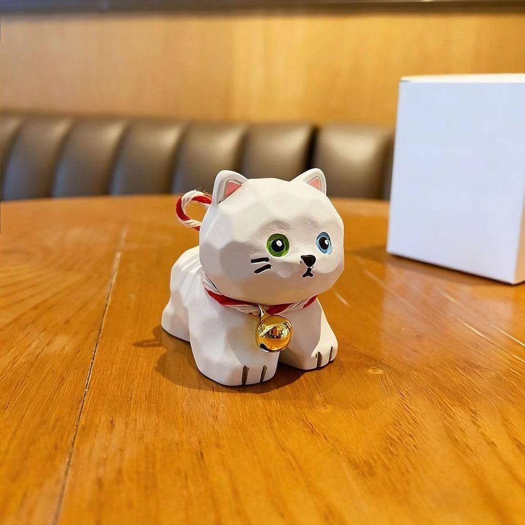 Nordic Style Resin Cat Figurine With Bell For Home Office Decor And Gift Giving