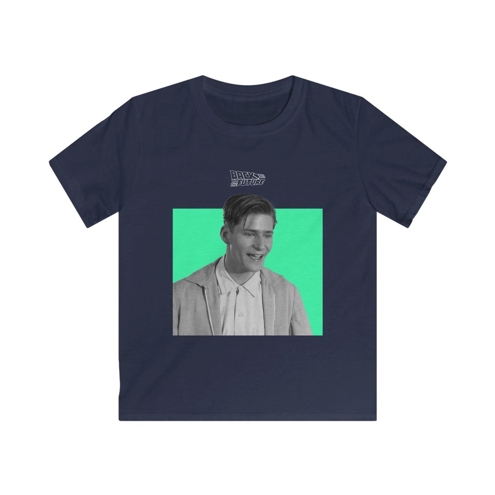 Kids Back to the Future George McFly Monochrome T-shirt Retro Movie Tee XL