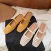 Women's Slippers Breathable Half Slip Cool Woven Leather Version Covered Head Fashionable Rubber Slip-On Sandals
