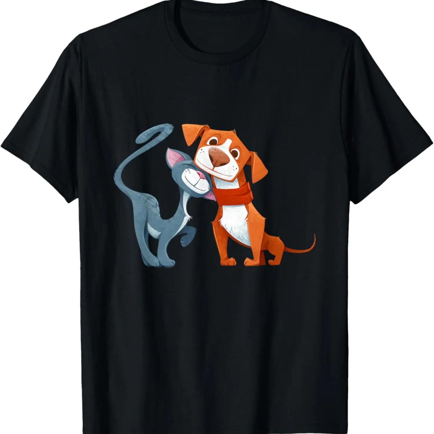 

Cool Dog & Cat Best Friends Tee shirts, Cat And Dog Cartoon T-Shirt S чёрный