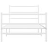 Vidaxl Metal Bed Frame with Headboard and Footboard, White, 107X203 Cm