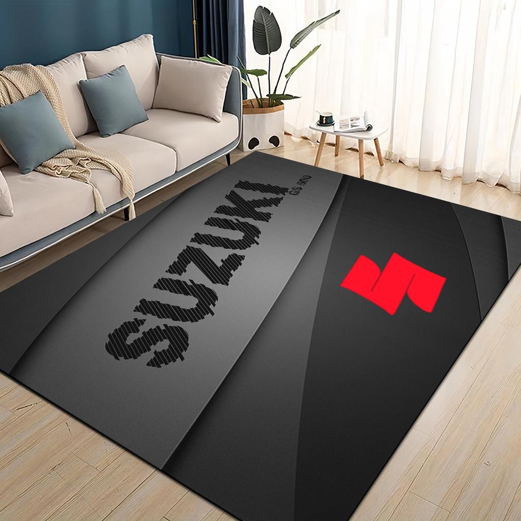 3D Racing Car S-SUZUKI Logo Motorcycle Carpet Rug for Living Room Bedroom Home Sofa Decoration,Kids play Non-slip Floor Mat