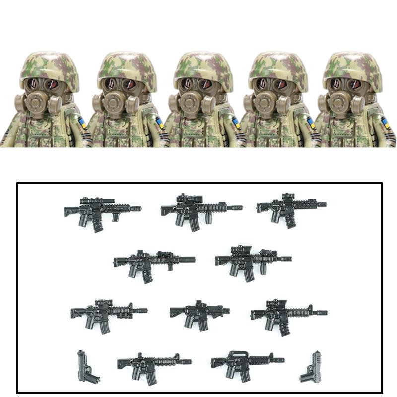 Military Soldier Ukrainian Biochemical Special Forces Building Blocks Army Figures Gas Mask Weapons Bricks Toys For Children