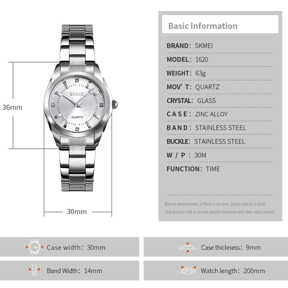 Stylish Stainless Steel Waterproof Classic Analog Quartz Casual and Simple Luxury Silver Watch for Perfect Gift Women's Wristwatch, Movement, Design,