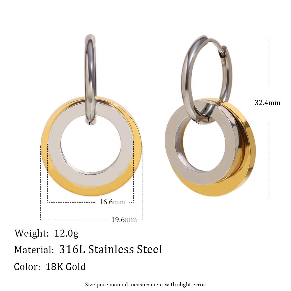 

MamacitaSlay 316L Stainless Steel Two Tone Star Oval Round Hoop Earrings Party Waterproof Jewelry Women s Unique Cool Earrings