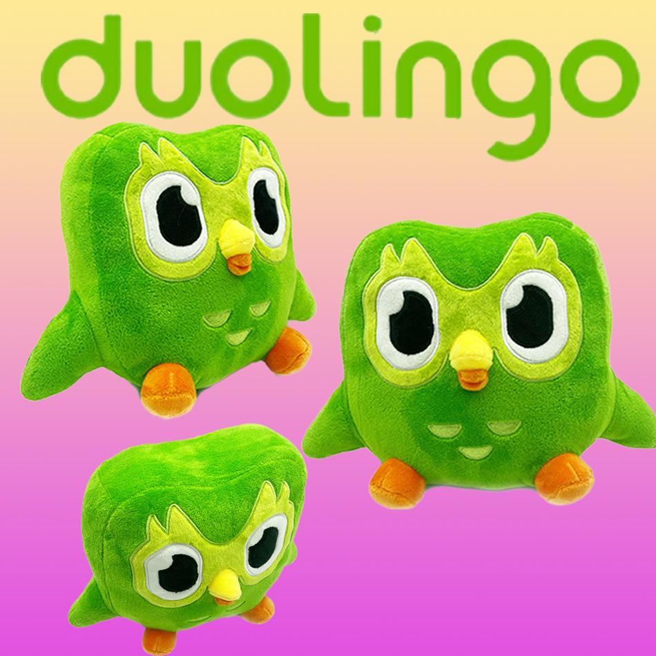 Duolingo Plyšový Zelený Duo Plyšák Měkká Vycpaná Zvířátka Panenky Kreslený Anime Sova Hračka pro Děti Dárek k Narozeninám
