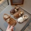 New style sandals for girls, woven casual baby shoes, children's comfortable beach shoes, breathable sandals