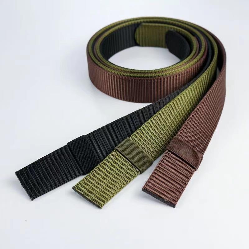 Fashionable and Minimalist Work Pants Automatic-Buckle Men’s Buckle Belt Nylon Canvas Woven Outdoor Durable Training Belt