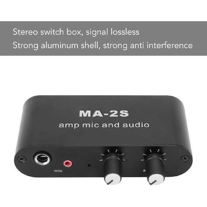 Small Stereo Audio Preamplifier 3 Output Ports Aluminum ABS Headphone Amplifier for Loudspeaker 6.5mm Dynamic Microphone 3.5mm Condenser Interface