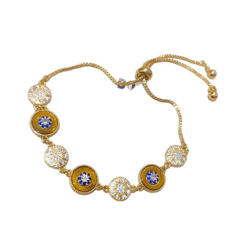 Korean Style Zircon Mother-of-Pearl Round Center Bracelet - Light Luxury Vintage Y2K Versatile Jewelry