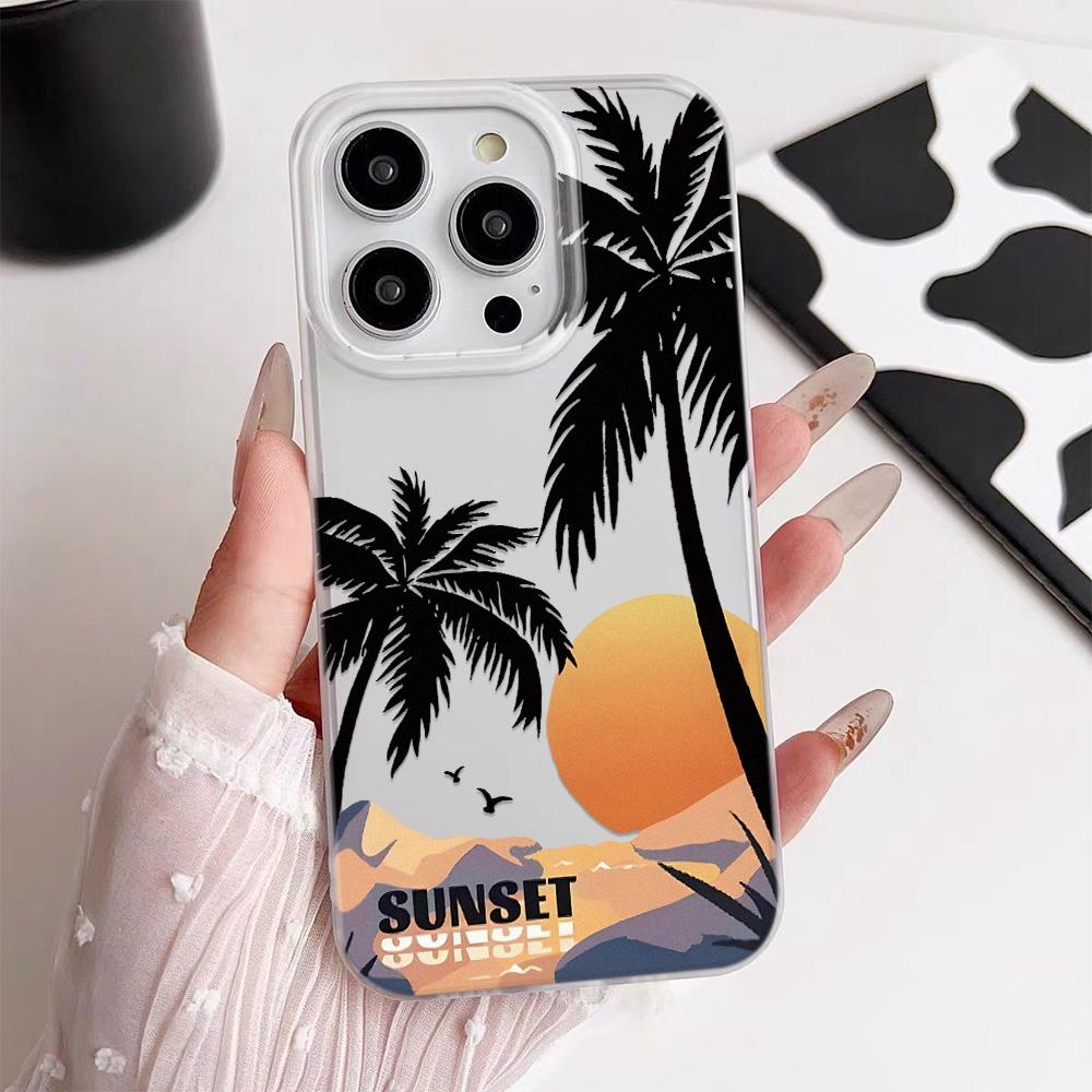 Beach Coconut Trees Sunset Pattern Phone Case For iPhone 17 17Air Case iPhone 13 11 14 12 15 16 Pro Max Shockproof Cover Funda