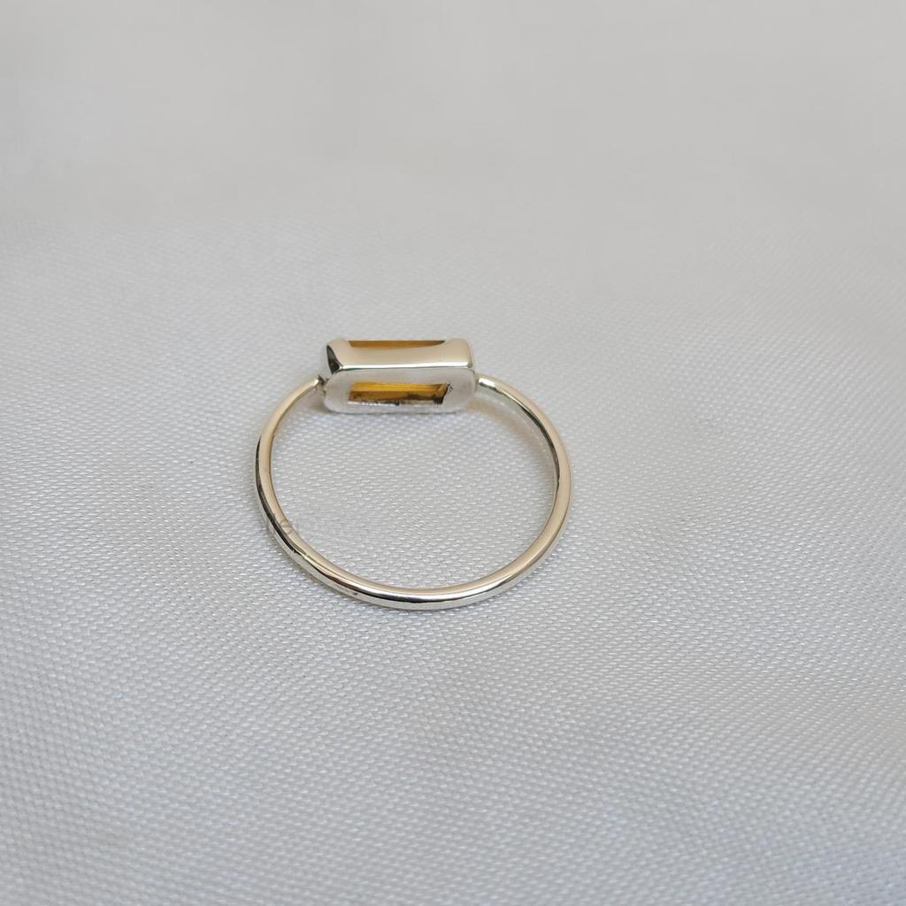 Baguette Yellow Citrine 925 Sterling Silver Ring Jewelry, Handmade Artisan Gift Statement Ring