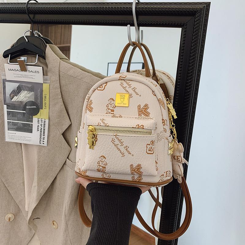 Mini Rucksacktasche Damen neue Mode Nischendesign Druck Ausgehen Pendeln Reisen kleiner Rucksack