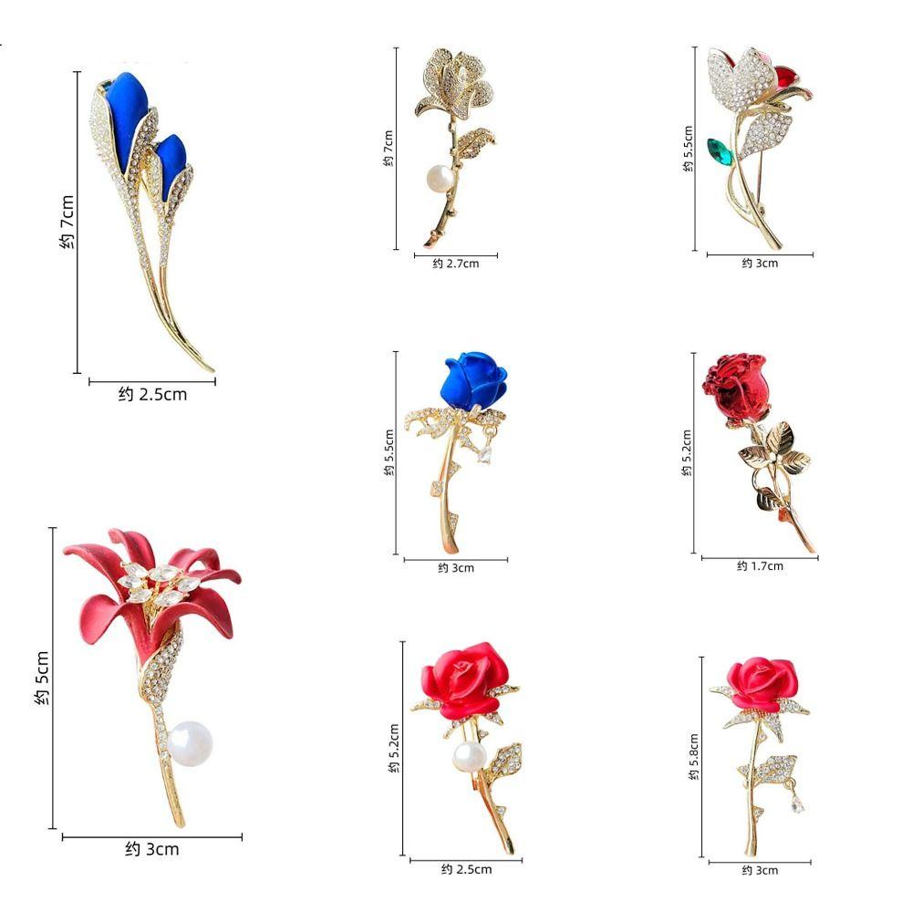 Jewelry Accessories Breast Pin Rhinestone Blouse Brooch Pin Tulip Rose Brooch Valentines Gift