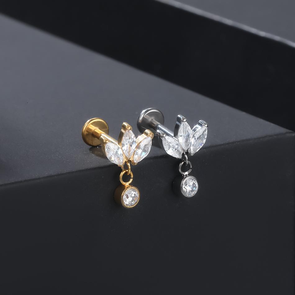 1 Stück Implantatgrad Titan Zirkon Stecker Ohrring Innen Gewinde Stern Labret Piercing Lippe Monroe Helix Tragus Piercing Schmuck