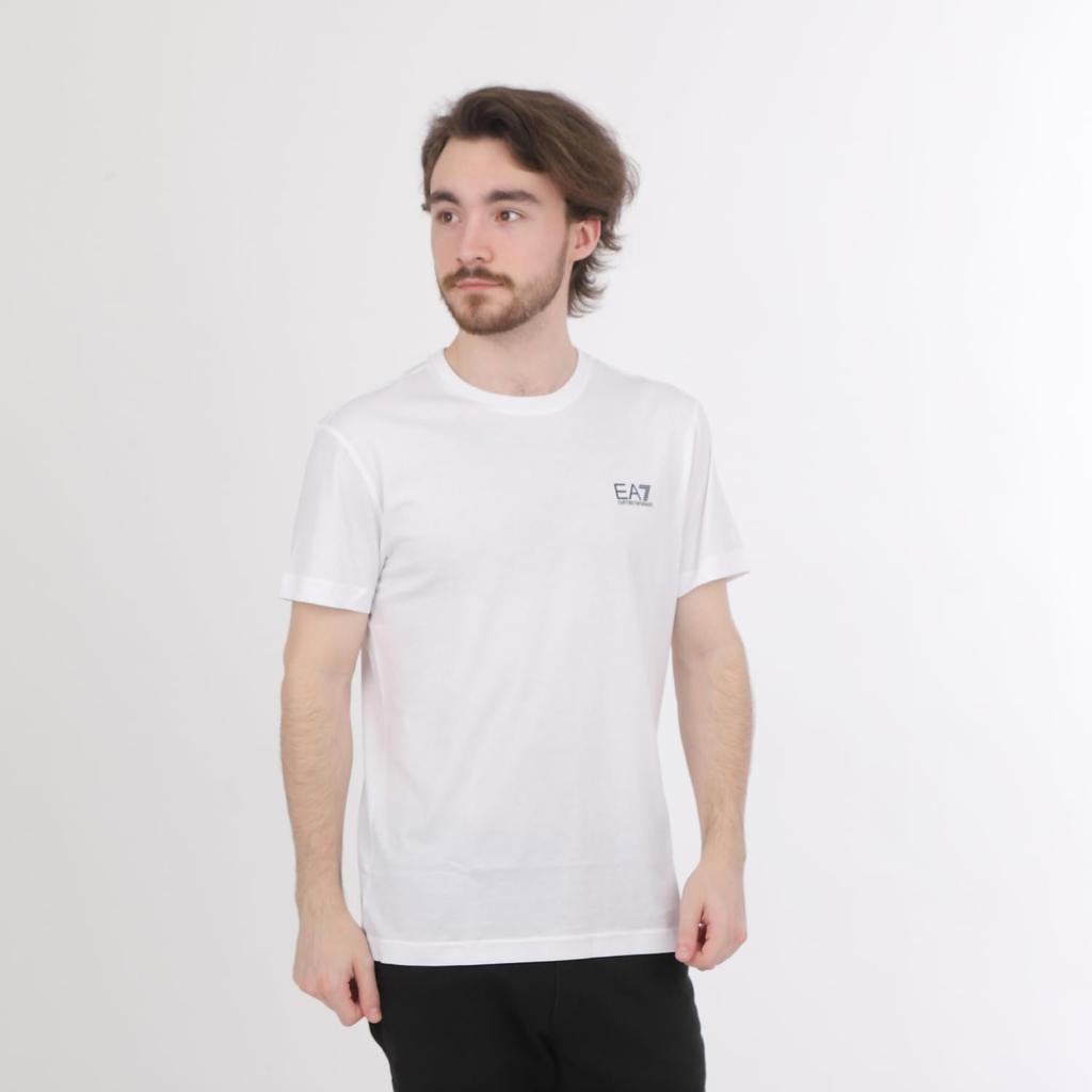 Emporio Armani EA7 Short Sleeve T-Shirt, Size 8NPT51 PJM9Z (White with Black Logo, Size M) [Parallel Import]