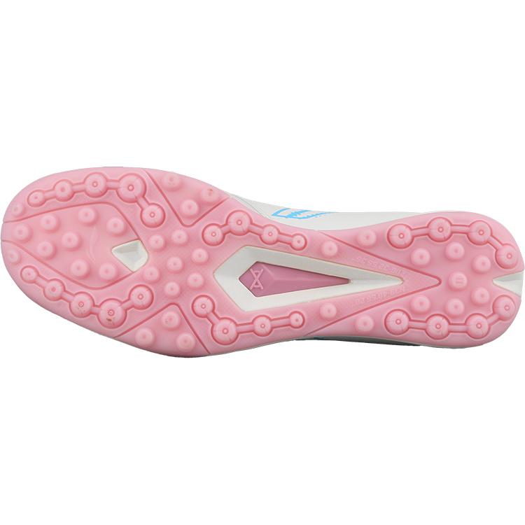 Li Ning TF Turf Firm Ground Cushioning, Wear Resistant Soccer Shoes Men's White Pink Blue YSTV0331