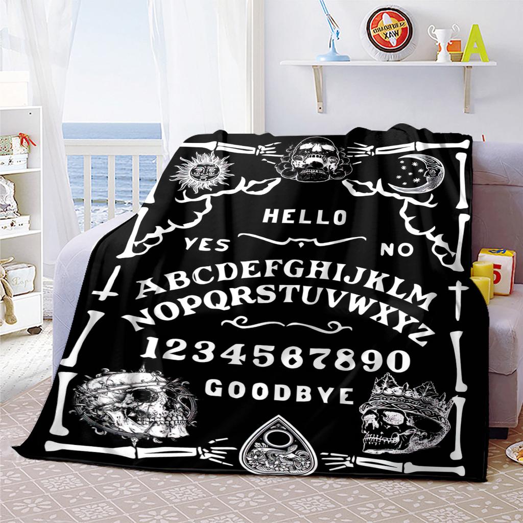 1PC Spirit Board Ouija Print Plush Blanket Perfect All Seasons Soft Comfortable Sofa Office Travel Festive Gift