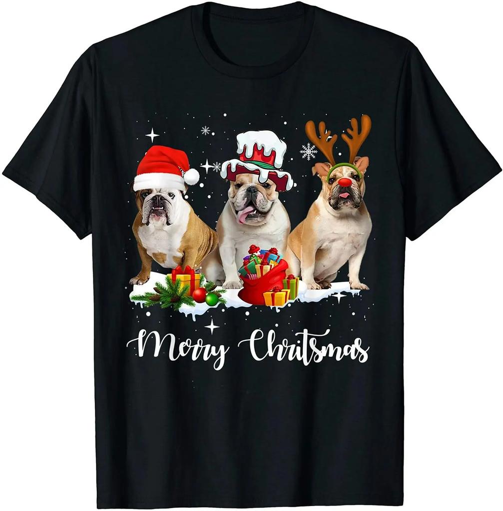 Funny English Bulldog Dog Lovers Christmas Gift T Shirt New 100 Cotton Short Sleeve ONeck Tshirt Casual Mens Top