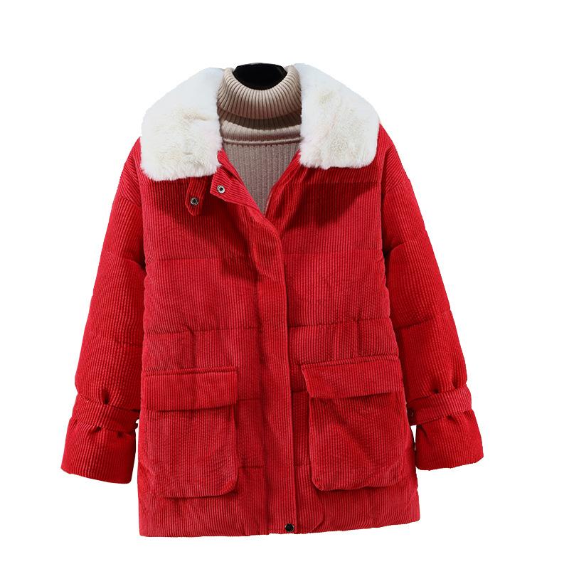 Women's Short Loose Lapel Strip Cotton Clothes, New Cotton-padded Clothes, Winter Warm Jacket