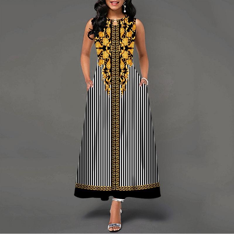 2025 New Fashion Trend Dresses Spring Summer Printed Waist Dresses Fashion Women's