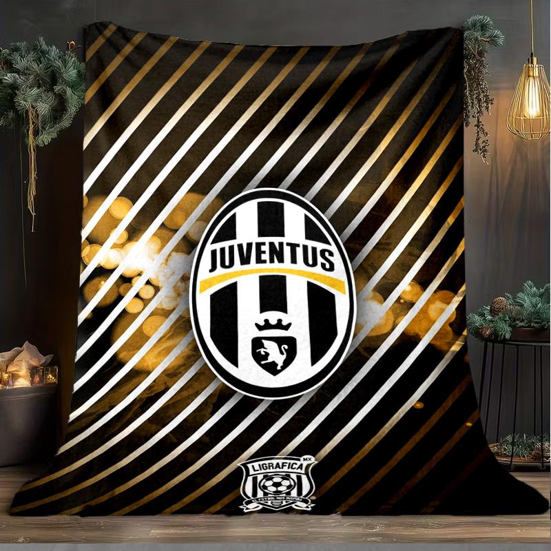 1 Stück Juventus Fußballclub Aufdruck Weiche Flanelldecke Überwurf für Schlafzimmer Wohnzimmer Sofa Camping Reise Fan Geschenke Weihnachtsgeschenke