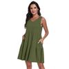 Sleeveless V Neck Tiered Casual Dress for Women Loose Fit Lightweight Summer Dress with Pockets Comfortable Design