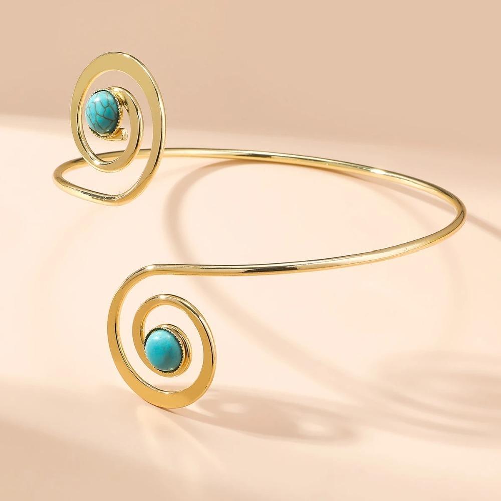 Turquoise Arm Cuff Spiral Wide Open Arm Cuff Simple Cuff Bangle for Women  Girls