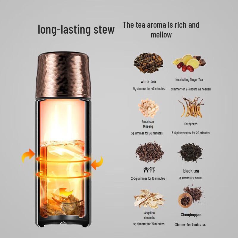 TOMIC Men s Ceramic Lined Tea Infuser Thermos with Hammered Lid