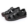First layer cowhide sandals men's bag head summer wear casual beach shoes men's non-slip soft-soled hollow men's slippers