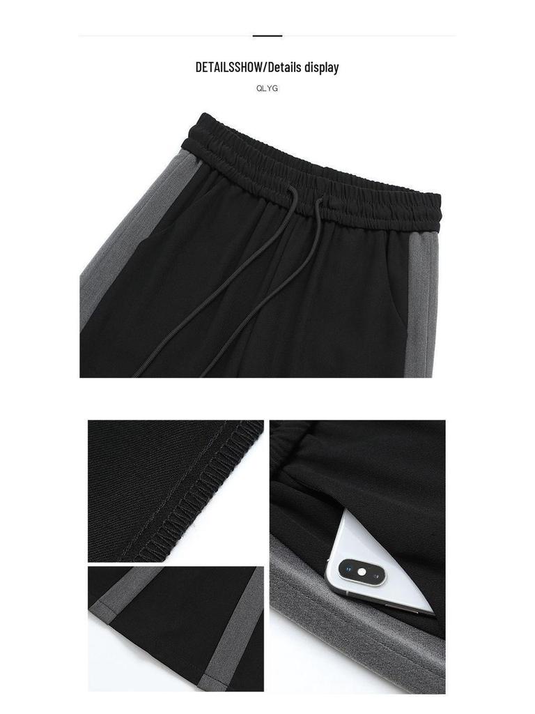 Women's Korean Style Wide-Leg Pants: Plus Size Slimming Straight, Loose Casual Petite Floor-Length, Trendy Spring-Summer Sportswear.