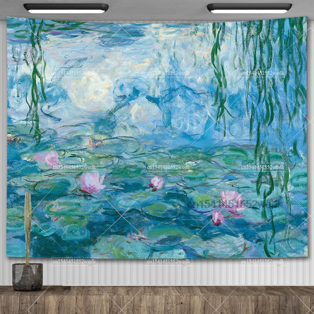 Claude Monet Lilia Wodna Obraz Olejny Gobelin Wiszący na Ścianie Estetyczny Wystrój Pokoju Dzieło Sztuki Gobelin Krajobrazowy Dekoracja Sypialni