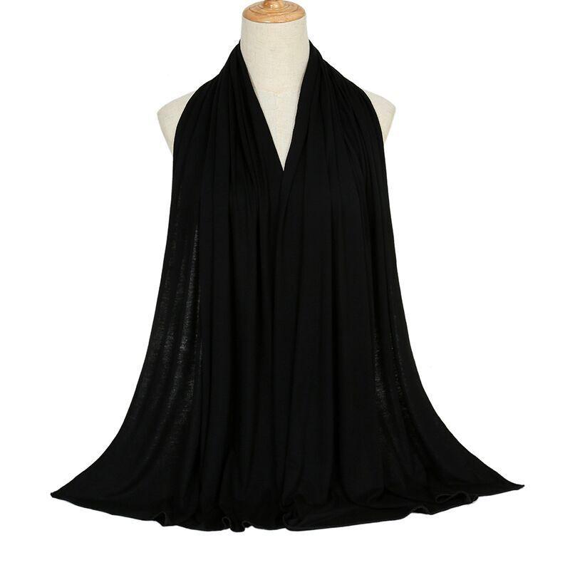 Ramadan Modal Cotton Jersey Hijabs For Woman Long Muslim Scarf Shawl Plain Soft Turban Tie Head Wraps For Women Islamic Clothing