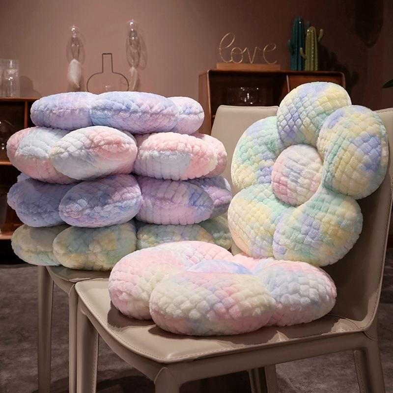 Color Tie-Dye Flower Seat Cushion Office Thickened Chair Cushion Autumn And Winter Student Warm Butt Cushion Bay Window Cushion