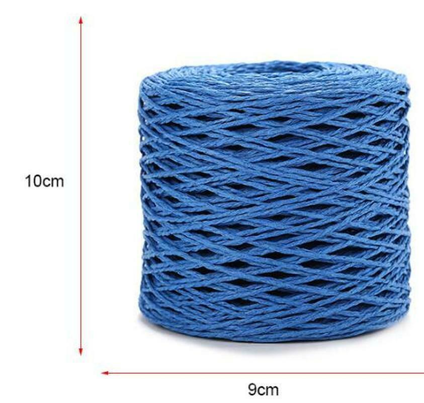 200 Meter Natural Raffia Straw Yarn For Hand Knit Crochet Summer Straw Hat Handbag Cushion Baskets Knitting 2mm Colorful Threads
